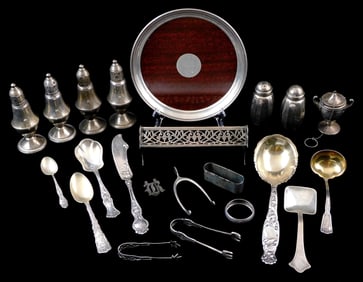 STERLING: Gorham, Whiting, Wallace, Lunt, etc. sterling serving flatware with some weighted,