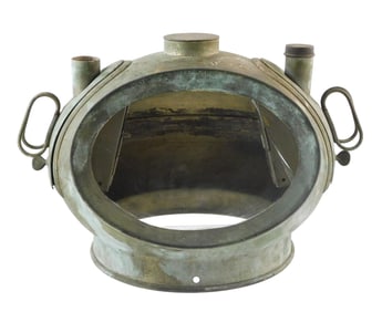 Yacht binnacle cover, early 20th C., likely by Baker Compass Co., Mass, metal frame including brass