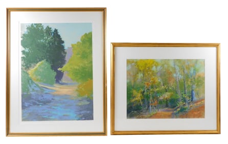 Larry D'Amico (American, 20th C.) pastel and screen print, details include: "Trail, Somers", signed
