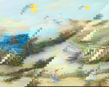 Linda Nelson Stocks (American, 1938 - 2011), "Floating on a Breeze", oil on canvas, unframed, n.d.,