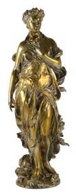 SCULPTURE: After Jean-Louis Grégoire (France, 1840-1890), gilt bronze statue of aquatic woman, she