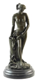 SCULPTURE: After Etienne-Maurice Falconet (French, 1716-1791) "The Bather", patinated bronze, female