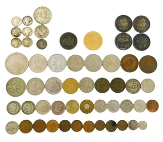 COINS: Fifty two coins and token, includes: 1979 South African Krugerrand, uncirculated; other coins