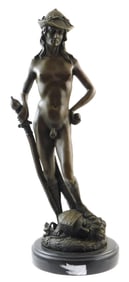 SCULPTURE: After Donatello (Italian, 1386-1466), "David Vanquishing Goliath" 20th century bronze