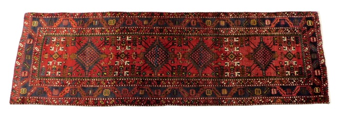 RUG: Semi-antique Northwest Persian runner, 3' 7" x 11' 6", wool on cotton, four geometric design