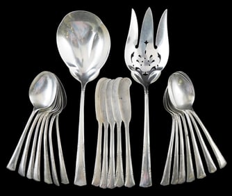 STERLING: Gorham "Greenbrier" sterling silver flatware and servingware, twenty-one pieces, all