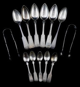 SILVER: Crittenden, etc., thirteen pieces, all tested or hallmarked, some items marked "COIN",