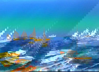 James P. Kerr (American, b. 1953), "Fishing Regatta", monoprint, signed and titled bottom margin,