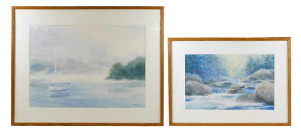 Two Charles McCaughtry (b.1968) watercolors, "Swift River Run", 1984, signed and dated bottom right