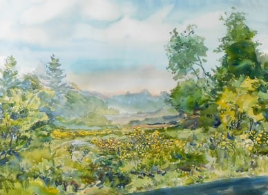 James A. Elliott (20th C.), "Yellow Autumn Shower", watercolor, signed and dated bottom right,