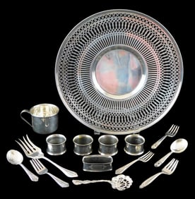 STERLING: Reed & Barton, Gorham, International Silver, etc., fifteen pieces of sterling silver