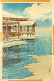 Kawase Hasui (Japanese, 1883 – 1957), “Seiten no yuki Miyajima (A fine winter’s sky at
