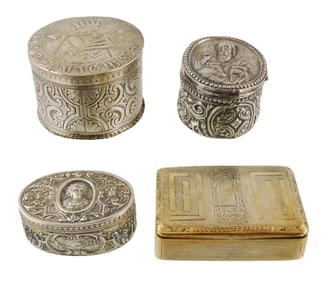 SILVER, ETC.: Stuart Clifford, etc., four decorative silver and non-silver repousse and etched