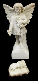 SCULPTURES: Two memorial sculptures, late 19th/ 20th c., details include: smallest carved marble