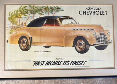 Two very large 1941 Chevrolet dealer posters, both professionally framed and matted, 45 x 29 each,