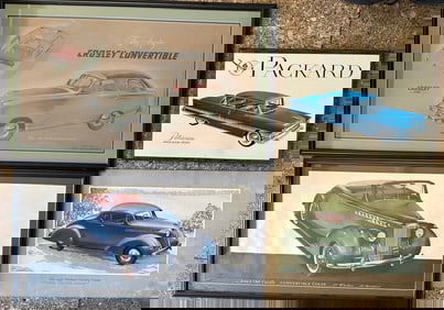 Misc dealer images - two framed under glass -1951 Crosley, 1940 Packard, 1955 Packard and 1937