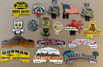 Collection of plate toppers and a few other items - fifteen toppers, small reflector and 1933