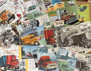 GMC truck brochures from 1956 - 1960, one hundred ten total, ex cond