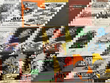 Reo truck brochures from teens to 1942 - forty eight total, thirty four large, fourteen small, vg to