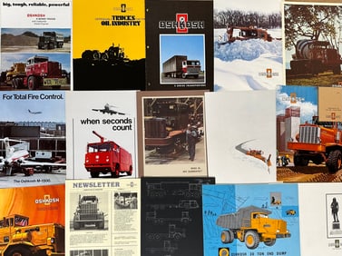 1970’s heavy truck brochures, eighty six total, Oshkosh, Kenworth, Marmon, Peterbilt, ex cond