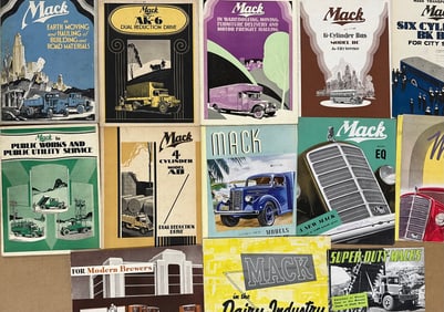 1920’s-early 1940’s Mack truck items - twenty brochures, five single sheets, ex cond