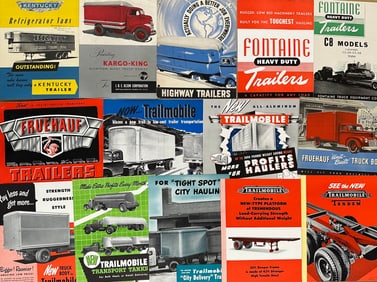 Truck bodies and trailer items from the 1930’s-1960’s, fifty five brochures, twenty seven single
