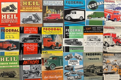 Federal truck items from 1930’s-1950’s, thirty eight brochures, three single sheets, large thick