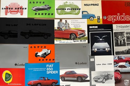 Import car items - Lotus, Delorean, Reliant, Smitcar, Lotus, Italian and Japanese, etc, forty three