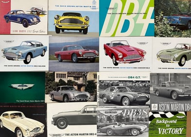 1960-1970 Aston Martin, Jaguar, Jensen items, thirty nine brochures, seven single sheets, two small,