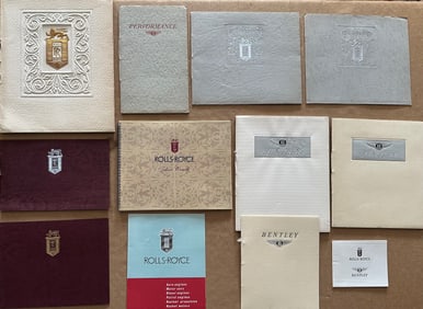 1930’s - 1940’s Bentley and Rolls Royce brochures and portfolios, twelve total, ex cond