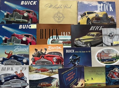 1940 - 1949 Buick and McLaughlin items - thirty one large brochures and 25 smaller, many were dealer