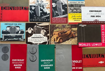 1934 to 1938 Chevrolet - twenty eight large, five small, vg to ex cond