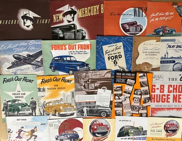 1941 - 1948 Ford and Mercury, thirty two large, twenty small, vg to ex cond