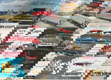 1952 - 1954 Ford and Mercury, includes Thunderbird, Monarch, Meteor, sixty five total items, ex cond
