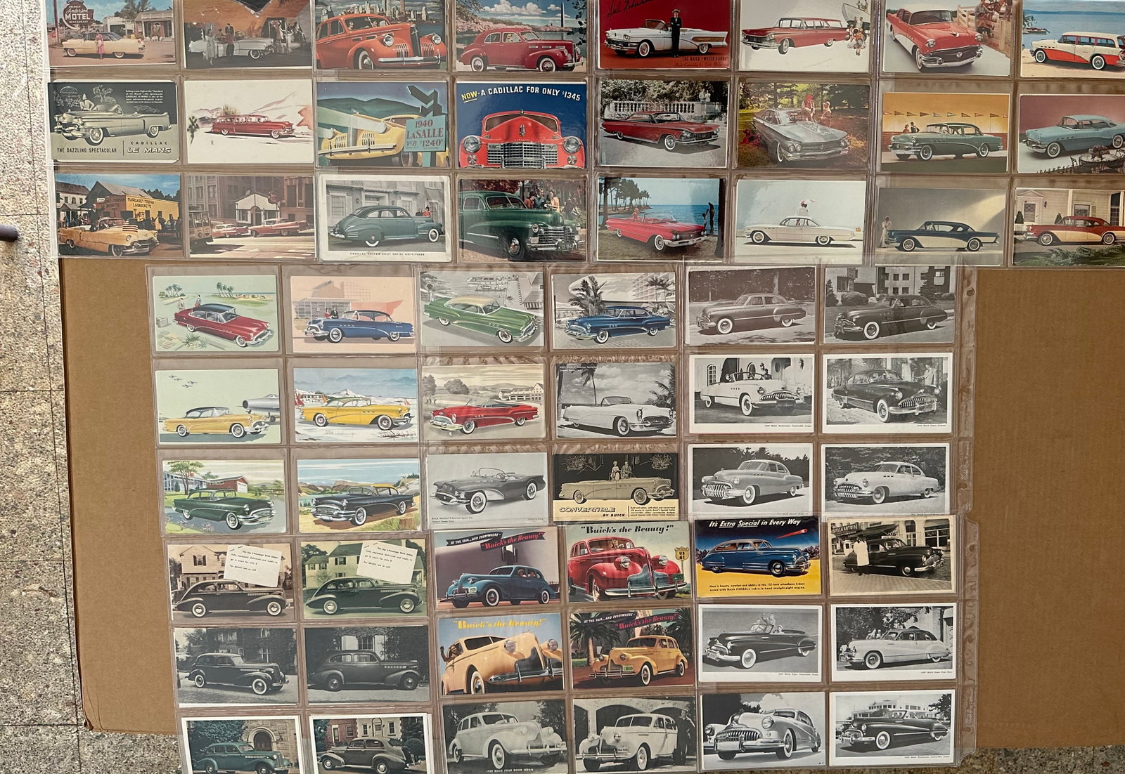 240 postcards - Buick, Cadillac, LaSalle, Pontiac, 1930’s-1950’s, exc ond: 240 postcards - Buick, Cadillac, LaSalle, Pontiac, 1930’s-1950’s, exc ond