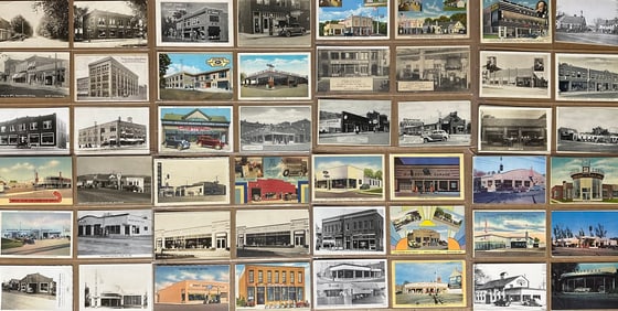 192 postcards - car dealers from early 1900’s - 1940’s, ex cond