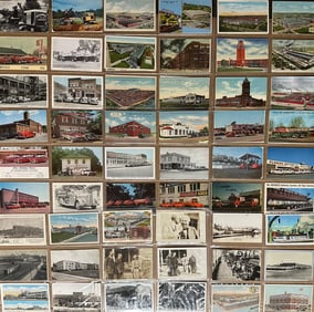 216 postcards of auto factories, trucking companies, etc, ex cond