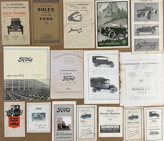 Teens and 1920’s French Model T Ford items - fifteen brochures, various sizes, ten single sheets,