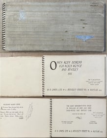 1935 Owen Custom Body catalog for Rolls and Bentley, wood veneer covers, nine plates/tissue covers,