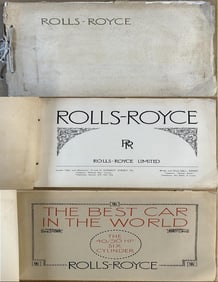 Early Rolls Roye 40/50 Silver Ghost catalog, ca 1912-14, 12 x 9, 72 pgs, includes 15 tipped in