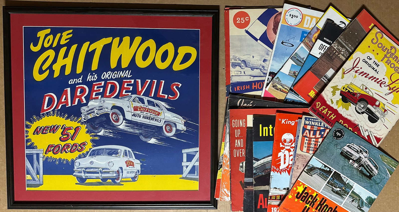 Framed Hell Drivers poster, 22 x 21 and twenty one related programs from the 1940’s to early (1 of 3)