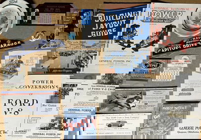 Ford collectibles - plate topper, calendars, brochures, eight 1930’s Service Bulletins, twenty