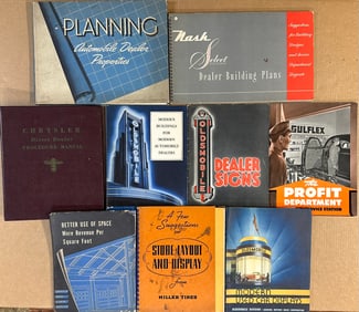 Dealer locations and dealer sign albums catalogs, shows dealer suggested layouts, signs, show room