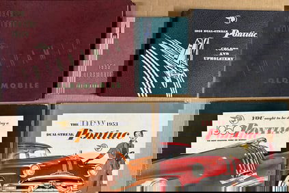1949 Olds dealer album 72 pgs, 1953 Old facts 192 pgs, 1950 Pontiac, 1953 Pontiac albums, 1953