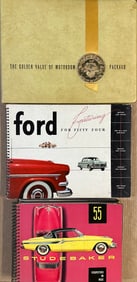 Dealer albums - 1949 Packard, 1954 Ford, 1955 Studebaker car and truck, vg condition
