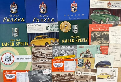1947 - 1949 Kaiser Frazer brochures, forty eight total, including eleven plate Frazer portfolio, ex