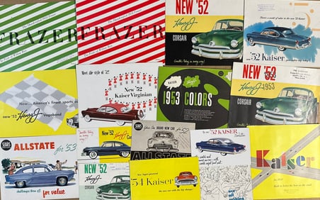1950-1955 Kaiser, Frazer, Henry J, Allstate brochures, fifty six total, ex condition