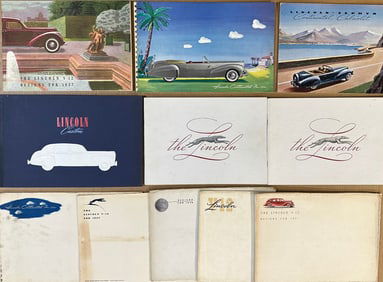 1935 - 1941 Lincoln Model K, Continental, Zephyr brochures,fourteen total (small Continental photo