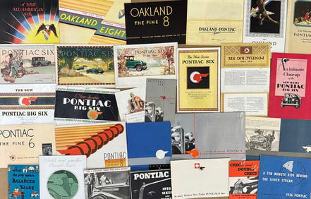 1929 - 1939 Pontiac and Oakland brochures, fifty seven total, ex condition