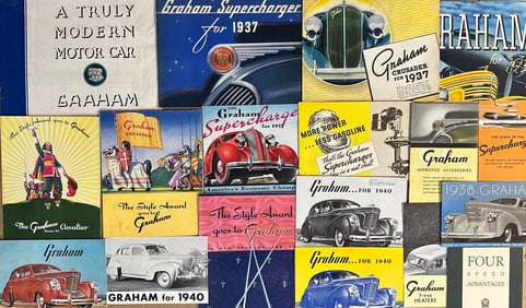 1930’s - 1940’s Graham brochures incl eleven plate portfolio, thirty five items total, vg to ex